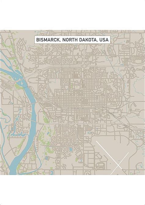 Prints of Bismarck North Dakota US City Street Map | Bismarck north ...