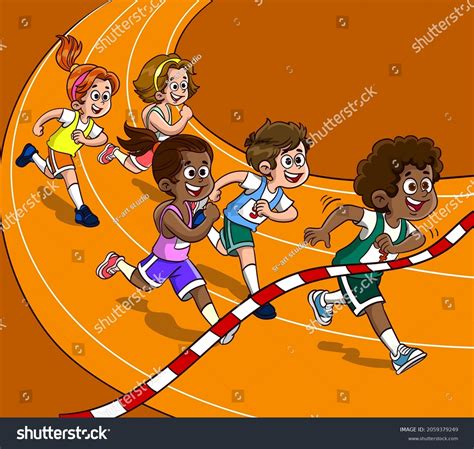 Running Race Vector Illustration Students Running Stock Vector (Royalty ...