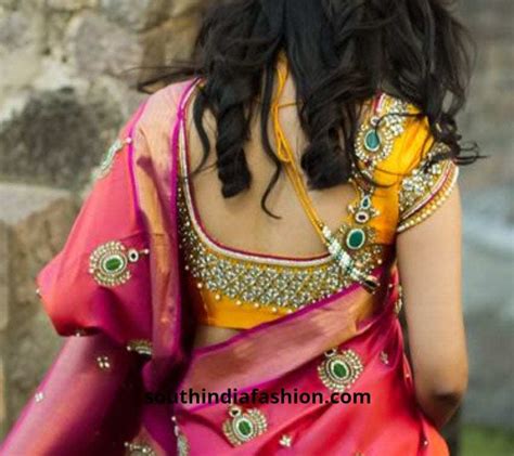 10 Interesting Back Neck Designs For Pattu Saree Blouses