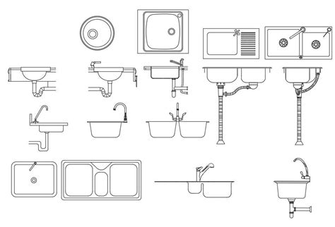 Sink Top View Plan And Side Elevation Design DWG File - Cadbull