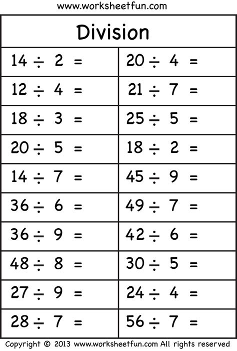 Division Worksheets – 2 Worksheets / FREE Printable Worksheets ...