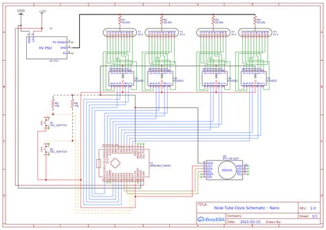 Arduino Nixie Clock Schematic