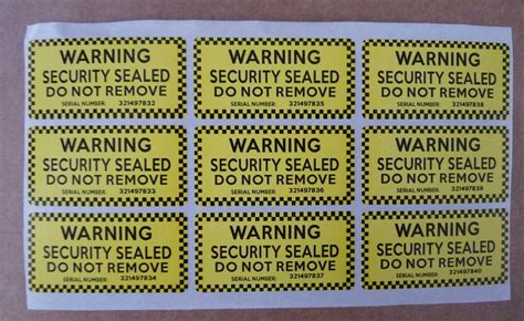 Buy 250 X "WARNING" SECURITY SEALED DO NOT REMOVE Yellow Security Labels. Ultra-destructible ...