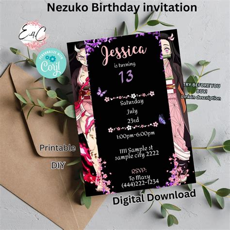 Anime Birthday Invitation, Manga Birthday Invitation, Editable Birthday ...