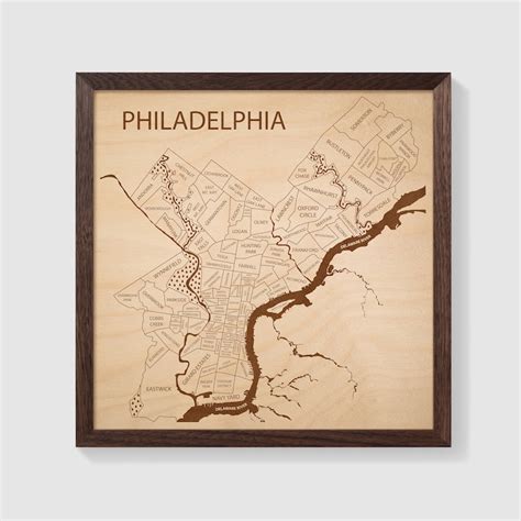 Philadelphia Map Wall Art Philadelphia Pennsylvania Engraved | Etsy