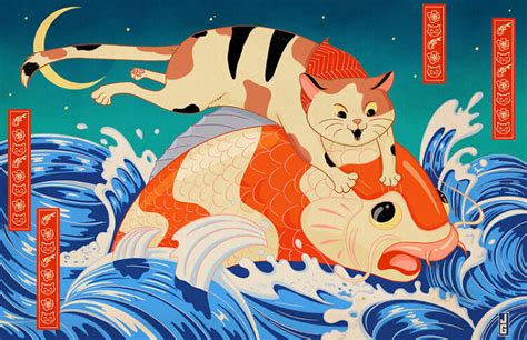 My 6 Illustrations Of Cats Inspired By Traditional Japanese And ...