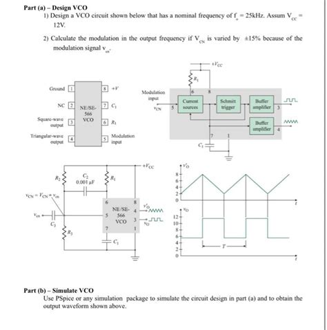 Solved Part (a) - Design VCO 1) Design a VCO circuit shown | Chegg.com