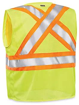 Class 2 X-Back Hi-Vis Safety Vest - Lime, 4XL/5XL S-24029G-4X - Uline