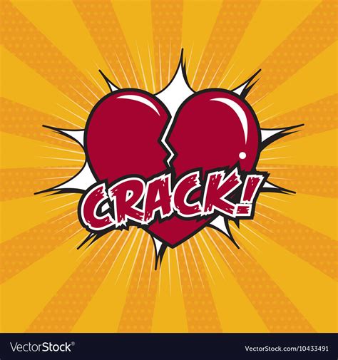 Broken heart comics style Royalty Free Vector Image