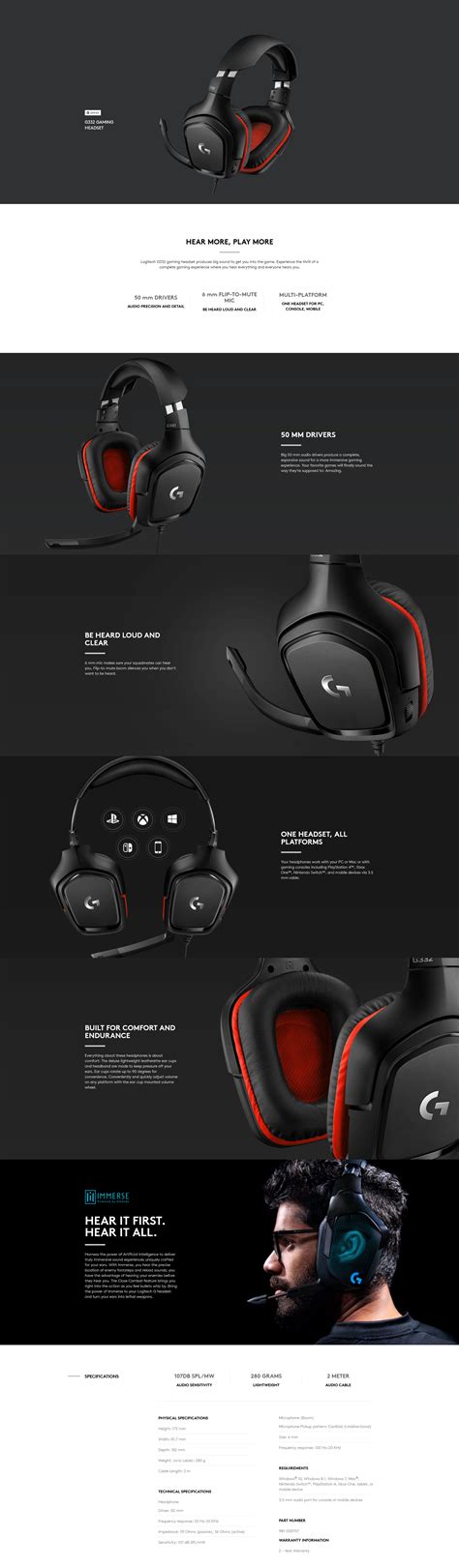 Logitech G332 Wired Gaming Headset - 981-000757