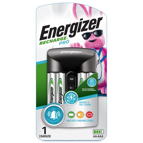 Energizer Recharge Pro AA & AAA Battery Charger, Includes 4 Rechargeable NiMH AA Batteries ...