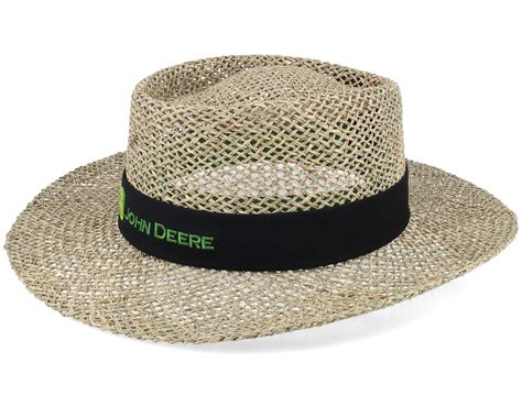 Gambler Hat Natural/Black Straw Hat - John Deere hat | Hatstoreworld.com