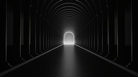 Tunnel, arch, distance, bw, glow, HD wallpaper | Peakpx