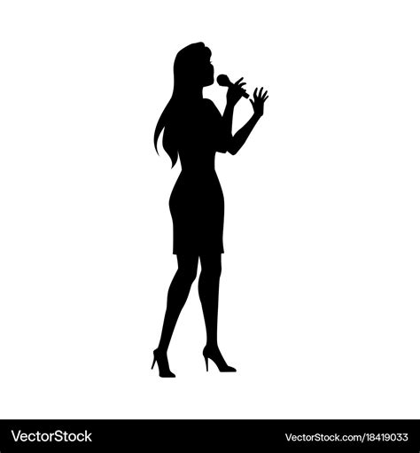 Woman singing silhouette set Royalty Free Vector Image