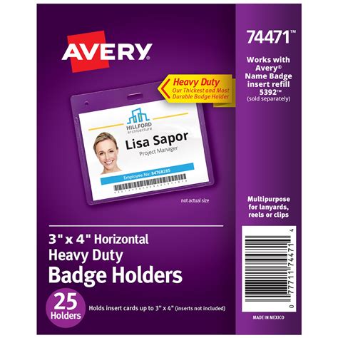 Avery Heavy Duty Badge Holders, 3" x 4", Landscape, 25 ID Badge Holders (74471) | Michaels