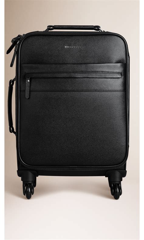 London Leather Four-Wheel Suitcase in Black - Men | Burberry United States