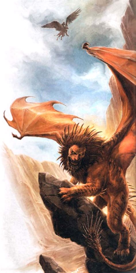 Manticore on the Cliff - Pathfinder PFRPG DND D&D 3.5 5E 5th ed d20 ...