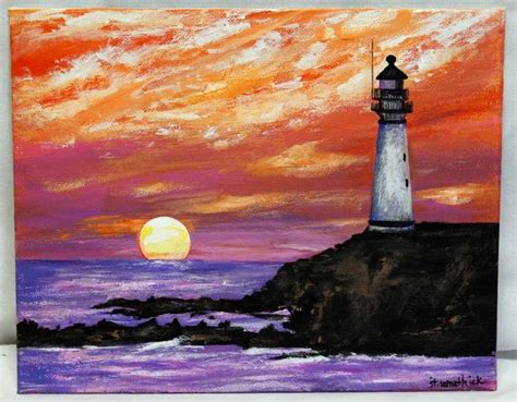 Lighthouse lighthouse painting sunset sunset by ThisArtToBeYours, $85. ...