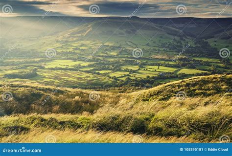 Scenic Edale Valley in Warm Sunset Light. Stock Image - Image of ...