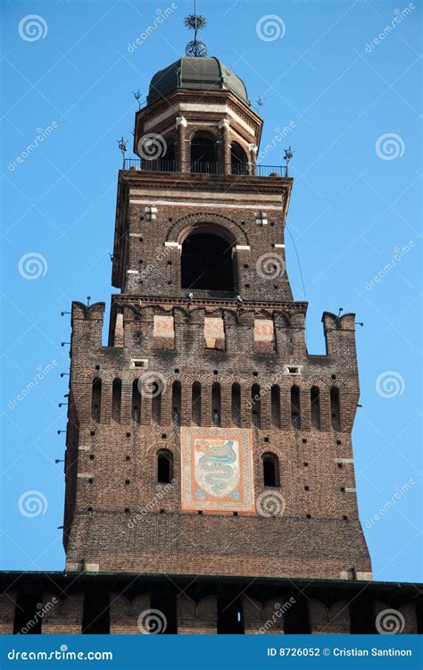 Sforza Castle stock photo. Image of architecture, filarete - 8726052