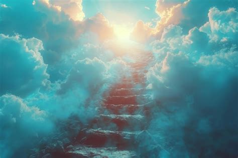 Premium Photo | Stairway to heaven in heavenly Religion background