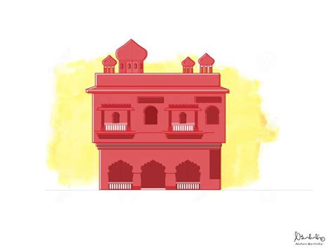 Illustration_Lal Mahal Pune | Architecture illustration, Flat design ...