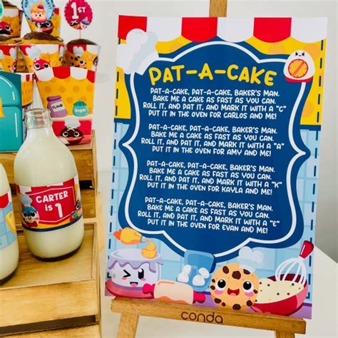 Pat a Cake Baking Party Sign Nursery Rhymes Lyrics Editable Printable ...