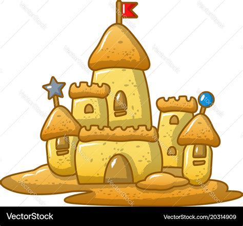 Big sand castle icon cartoon style Royalty Free Vector Image