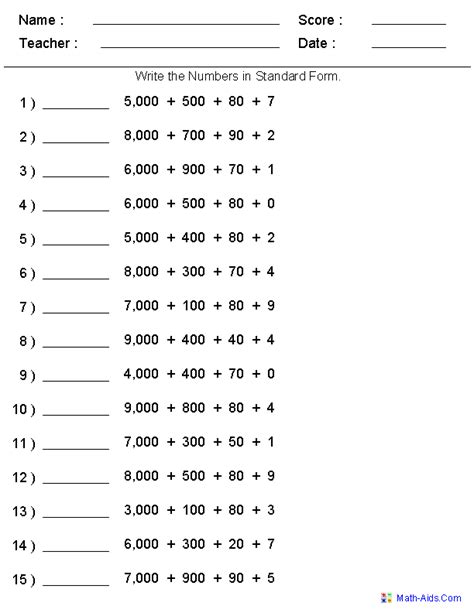 Place Value Worksheets | Place Value Worksheets for Practice