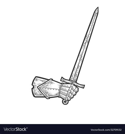 Sword in hand knight sketch Royalty Free Vector Image