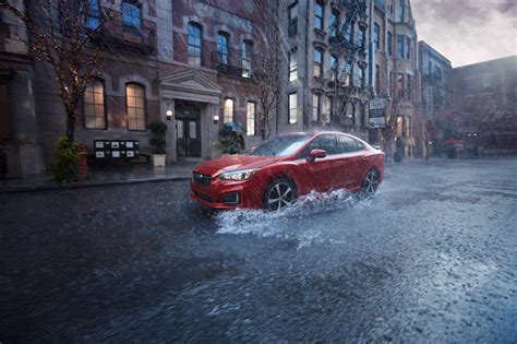 Red Subaru Legacy sedan running on road during rain HD wallpaper ...