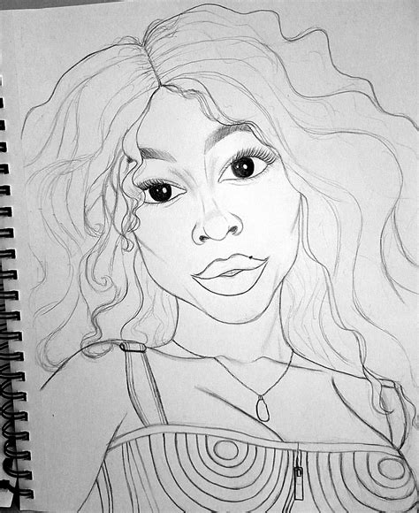 A drawing of SZA | Drawings, Art inspiration drawing, Cute drawings