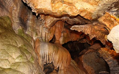 Don't you wish the green color stone was emeralds? Nope... algae! Linville Caverns in Linville ...