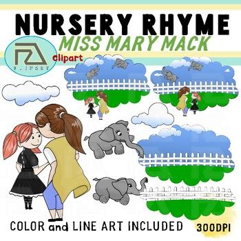 Nursery Rhyme Clipart: Miss Mary Mack Clipart by Flipart | TPT