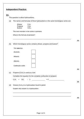 Properties of Hydrocarbons | Teaching Resources