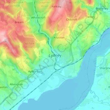 Lydney topographic map, elevation, terrain