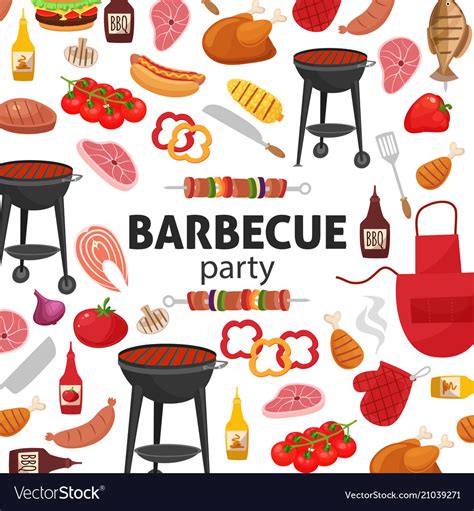 Barbecue party invitation bbq template menu Vector Image