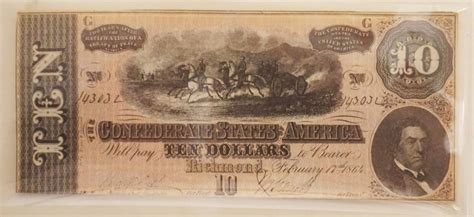 1864 Confederate States Of America Paper Note Auction