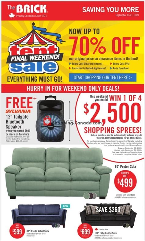 The Brick Canada, flyer - (Tent Final Weekend Sale - ON): September 18 ...