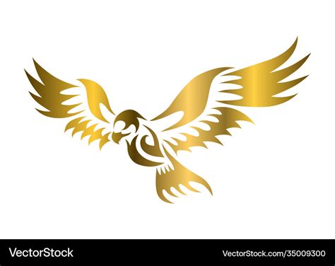 Golden logo hawk that is flying Royalty Free Vector Image