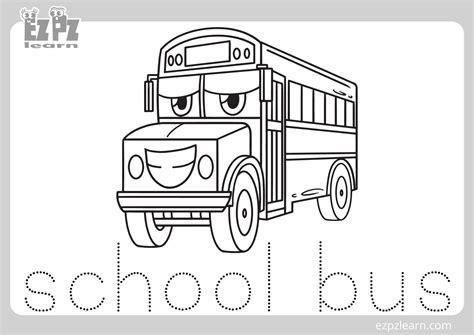 School Bus Coloring Page for Kids Free PDF Download - Ezpzlearn.com