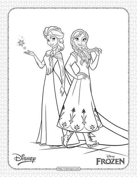 Frozen Elsa and Anna Coloring Pages. High quality free printable pdf ...