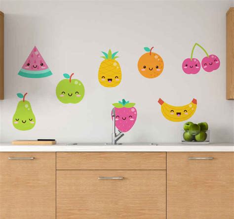 8 cute fruits pack fruit wall sticker - TenStickers