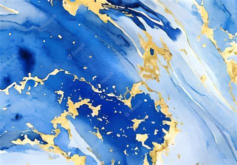 Premium Vector | Blue Gold White Marble Texture Watercolor Abstract ...