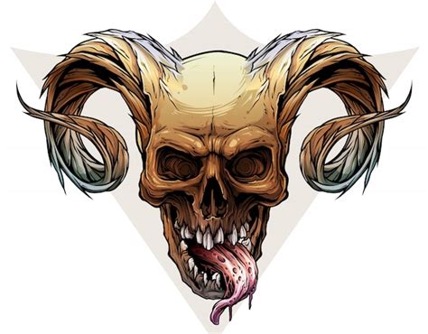 Premium Vector | Graphic colorful human skull with deamon horns