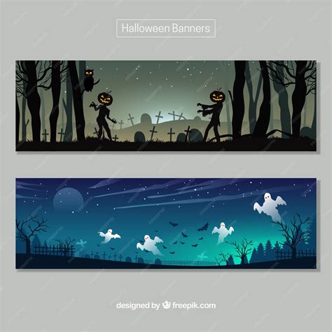 Free Vector | Halloween scary banners