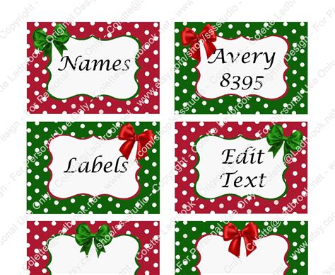 Red and Green Printable Tags Labels Holiday Name Tags Party - Etsy New Zealand | Printable ...