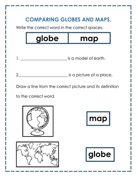 Comparing globes and maps worksheet | Map worksheets, 2nd grade ...