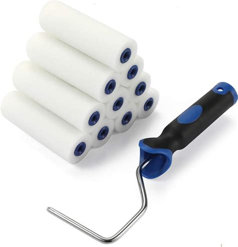 Foam Roller Set,4-Inch Mini Paint Roller Cover Refills, Small Roller Nap, Foam-Covered Ends ...