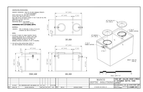 Concrete - 1000 Imperial Gallon 2 Chamber Septic Tank - Manco Septic